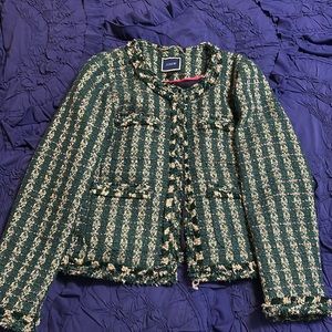 Jcrew blazer size 8 green and pink sparkles.